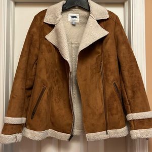 Tan faux suede and sherpa jacket